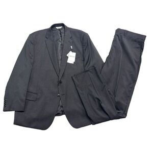 NEW Linea Uomo 48R 46W Charcoal 2pc Pant Suit Performance Stretch Wool Mens